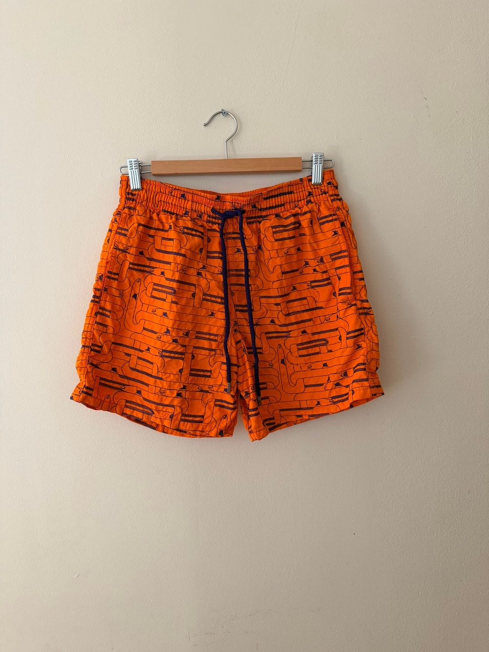 Vilebrequin Orange Swim Trunks with Navy Print